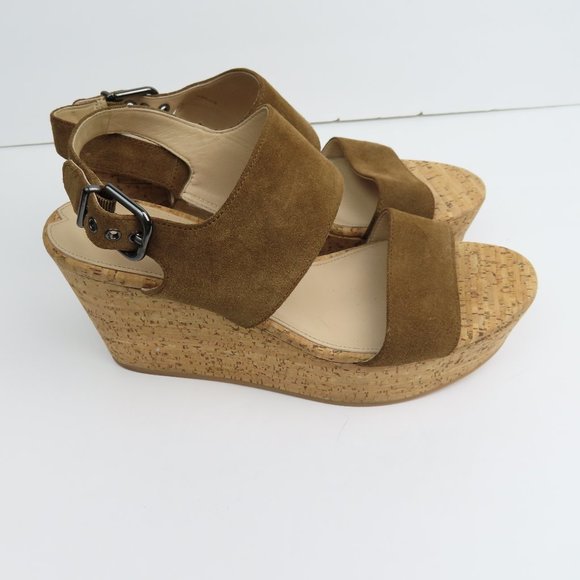 Via Spiga Cork Wedge Suede Sandals, Size 9 M - Picture 6 of 10